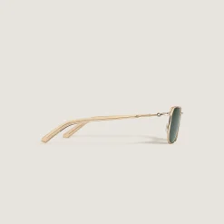 Squared Sunglasses with Gold-Colored Metal Frame