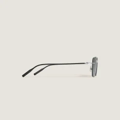 Squared Sunglasses with Silver-Colored Metal Frame