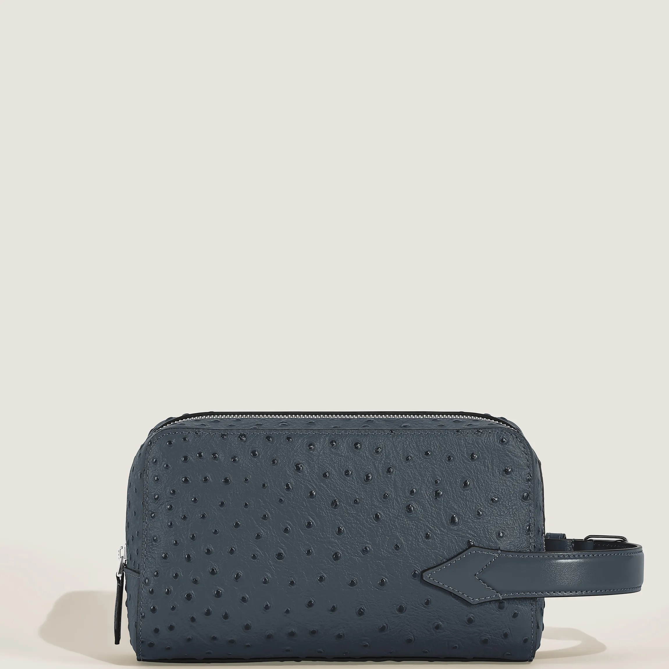 Toiletry Clutch in Ostrich-Embossed Leather