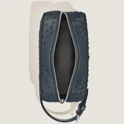 Toiletry Clutch in Ostrich-Embossed Leather