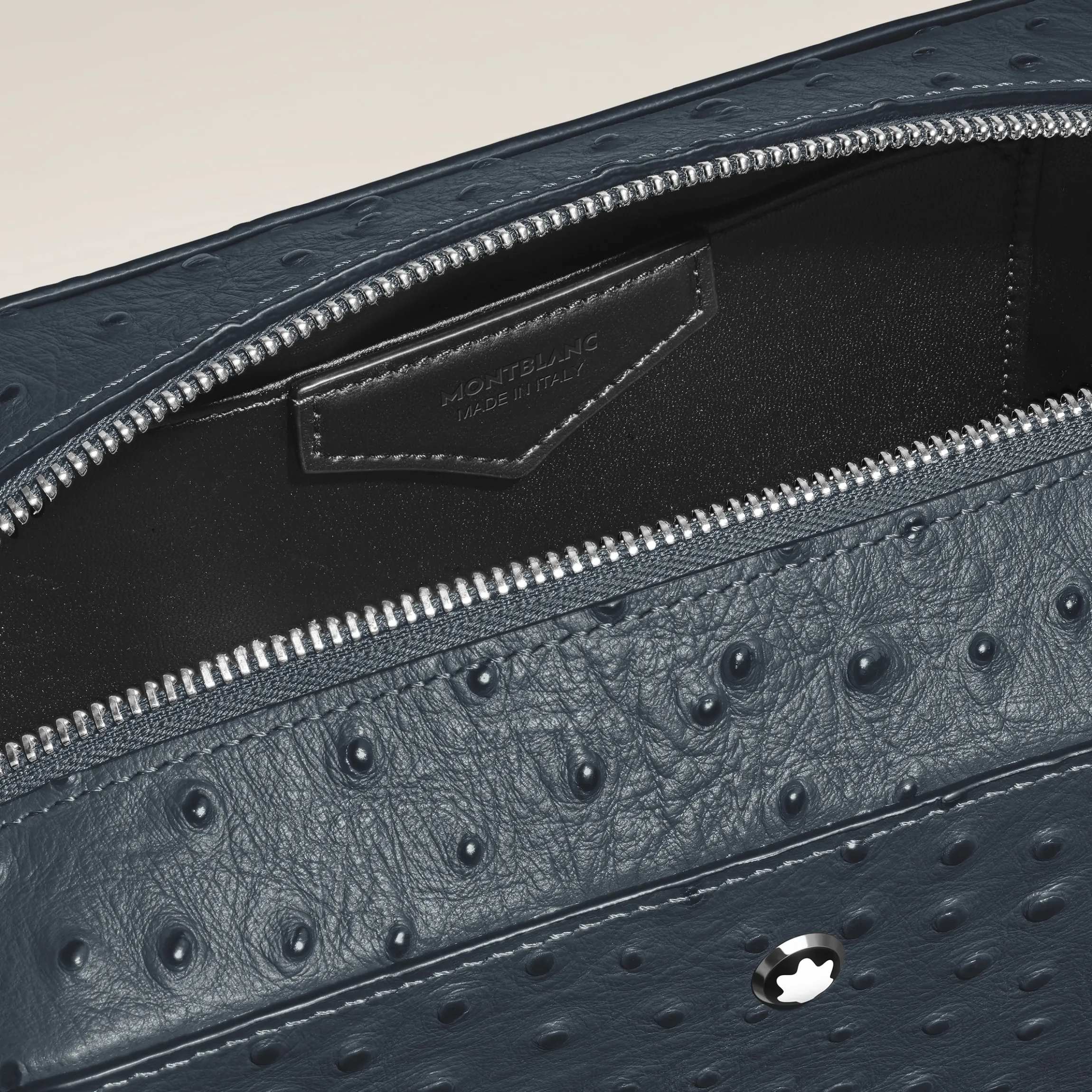 Toiletry Clutch in Ostrich-Embossed Leather